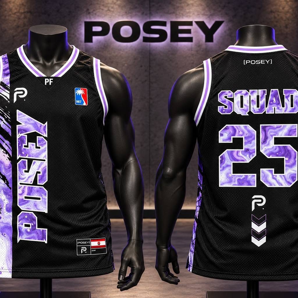 Maillot Squad 25 coloris violet, face et dos numéro 25
