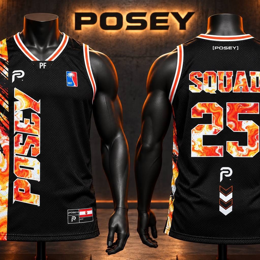 Maillot Squad 25 coloris feu, face et dos numéro 25